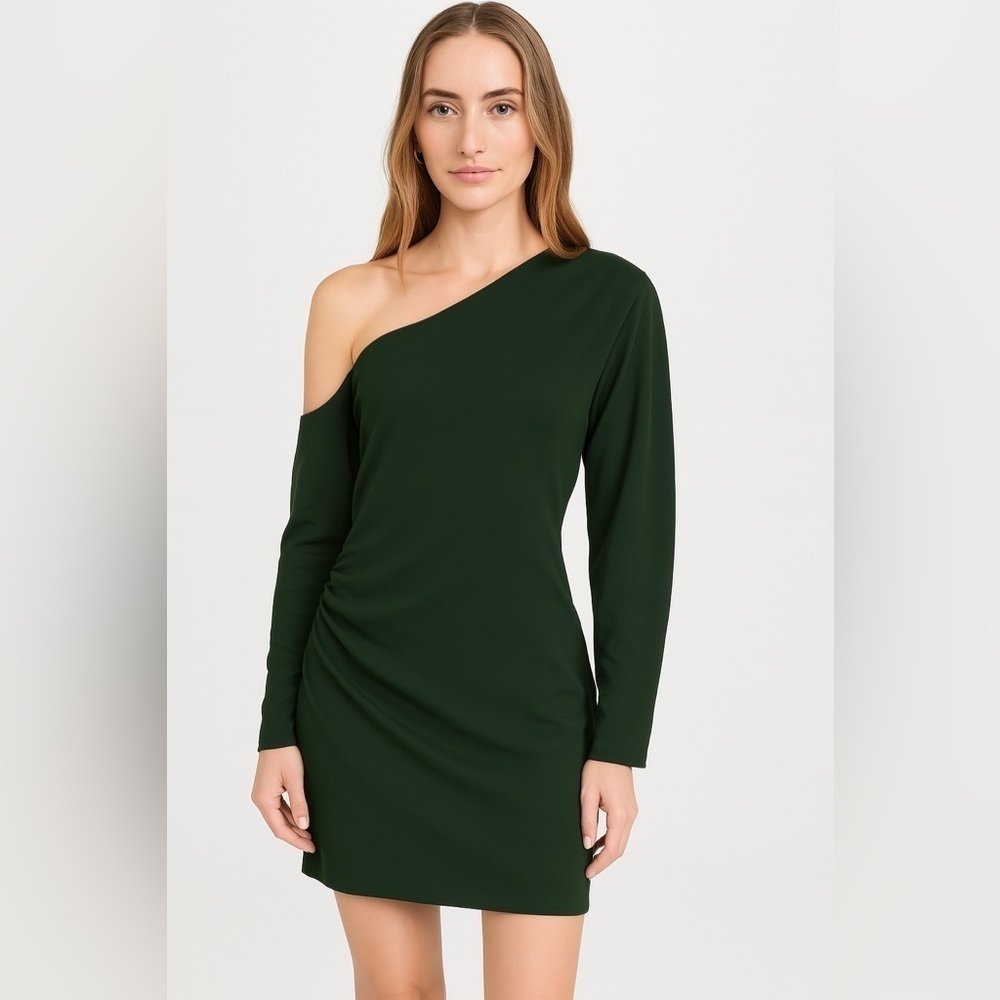 Tanya Taylor one shoulder Georgie mini dress green size 4